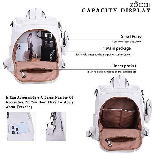 Image of ZOCAI Backpack Purse for Women Fashion Backpack Purses PU Leather Daypacks Anti-Theft Shoulder Bag Satchel Purse