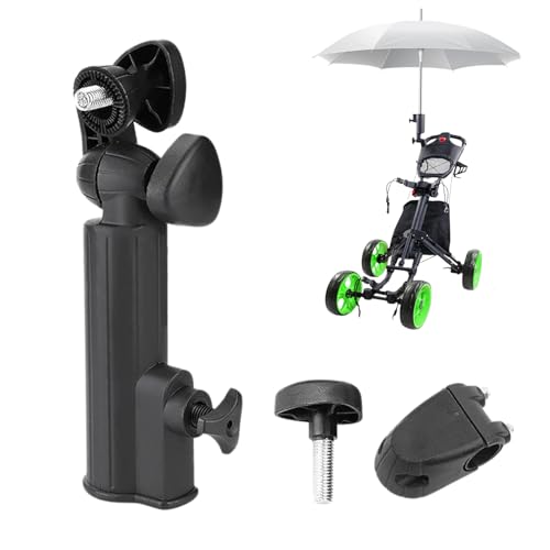Hominas Golfwagen Regenschirmständer Universal Golf Trolley Regenschirmhalter 180° Verstellbarer für Kinderwagen Rollstühle Fahrräder