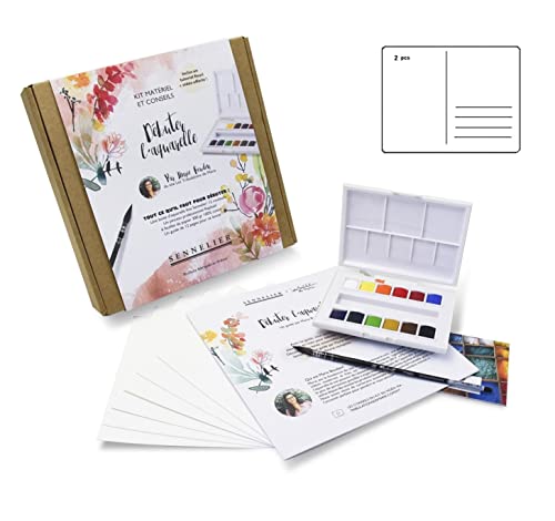 Sennelier Peinture Aquarelle.SET DECOUVERTE - fleuri .kit Marie Boudon et 2 cartes postales Cover