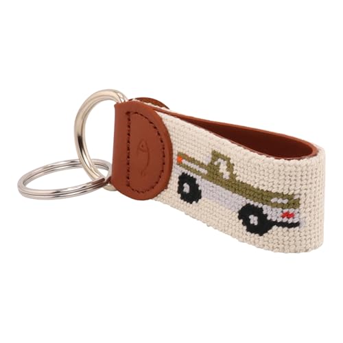 Image of Leather Hand-Stitched Needlepoint Key Fob or Key Chain