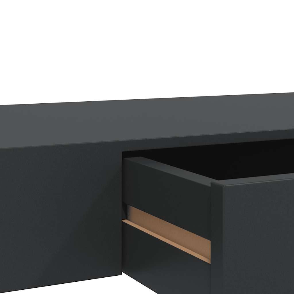 Regał wiszący z szufladą, czarny, z płyty MDF, 80 x 25 x 8 cm, regał ścienny z niewidocznym systemem montażowym, zajmuje mało miejsca, nowoczesny do salonu, sypialni, biura, miejsca do