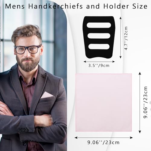 Image of White Pocket Squares for Men, Mens Linen Cotton Handkerchiefs with Pocket Square Holder for Daily Wedding Banquet