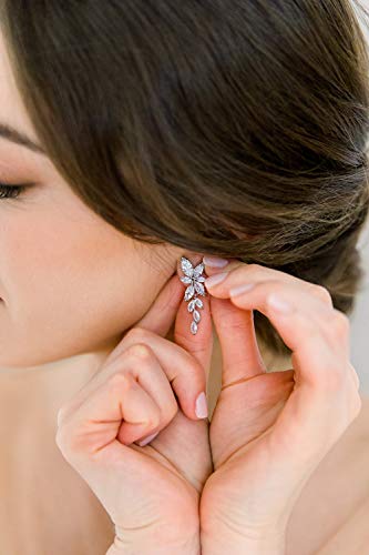 Sweetv Marquise Cubic Zirconia Bridal Earrings, Elegant Wedding Earrings For Brides Bridesmaids, Crystal Formal Drop Earrings For Women Jewelry Gifts (Silver) #TOP2