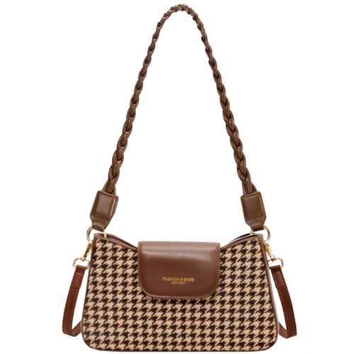 RTGGSEL Star Houndstooth Checkered Pattern Shoulder Bags for Women Crescent Crossbody Hobo Handbag Y2K Underarm Purse