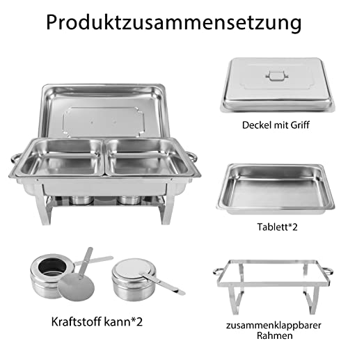 Youyijia 9L Edelstahl Warmhaltebehälter Buffetwärmer Warmhaltebehälter Speisenwärmer mit Faltbaren Beinen Wärmebehälter für Catering Buffet und Party (1PC 9L) – Bild 7