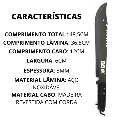Facão Tático Militar Kit C/ 3 Rambo Todos Afiados Com Bainha Fulltang
