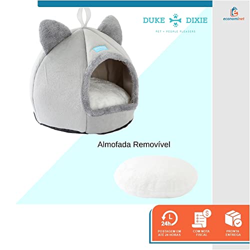 Cama Casa Toca Iglu Tenda Caminha Cabana para Gatos Pets - Duke & Dixie (Cinza)