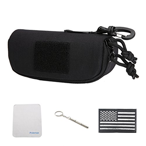 Tactical 1000D Nylon Sunglasses and Eyeglasses Hard Case with Molle System, Portable Outdoor Travel Glasses Holder(Black)