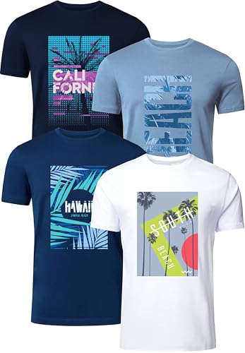 FULL TIME SPORTS Pack de 4 Tee‑Shirts Homme Manches Courtes Imprimés PRINT-003-PACK-5-XXXL