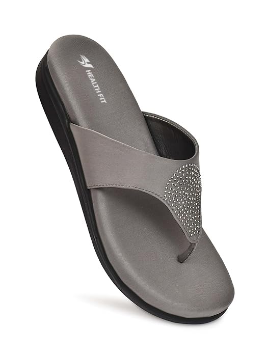 Image of HEALTH FIT EXTRA SOFT Women's Comfortable Memory Foam Doctor Slippers /Flip-Flops|Fashionable Casual & Stylish|Lightweight & Breathable|Outdoor Synthetic Casual Chappals Sandals Ladies & Girls HF21