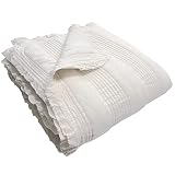 100% Cotton Patterned Bed Coverlet, Blanket – Full / Double Size Bed 79 x91” - Pigment Washed Soft &