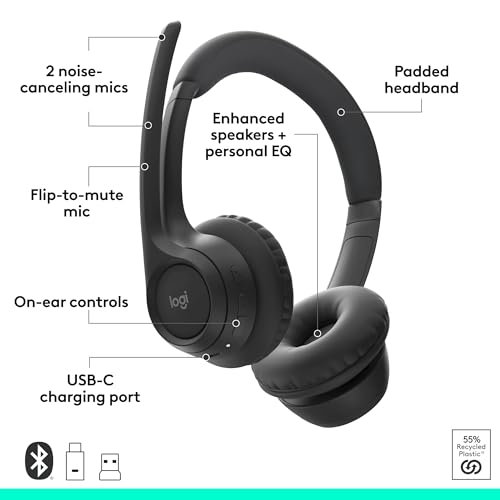 Image of Logitech Zone 305 for Business, Wireless Bluetooth Headset with Microphone, for Google Meet, Google Voice, Zoom, Compatible with Windows, Mac, Chrome, Linux, iOS, iPadOS, Android