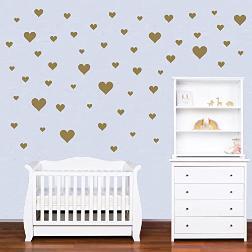 PREMYO Set of 54 Heart Wall Stickers Kids - Nursery Decor Easy to Apply - Decals for Bedrooms for Girls Boys Gold - Image 4