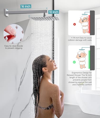 Image of SR SUN RISE Shower System 12-Inch Rainfall Shower Head Polished Chrome