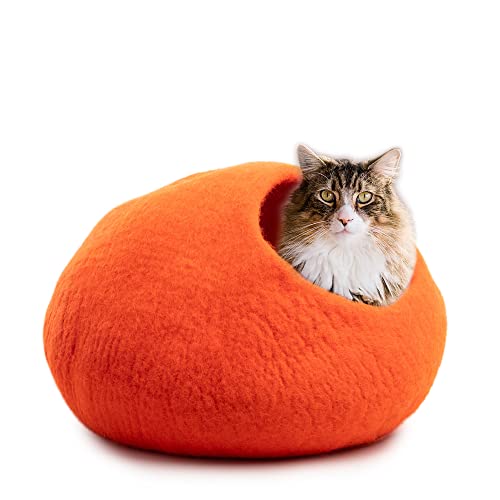 Woolygon Wool Cat Cave Bed Handcrafted From 100% Merino Wool, Eco-Friendly Felt Cat Cave For Indoor Cats And Kittens #TOP14