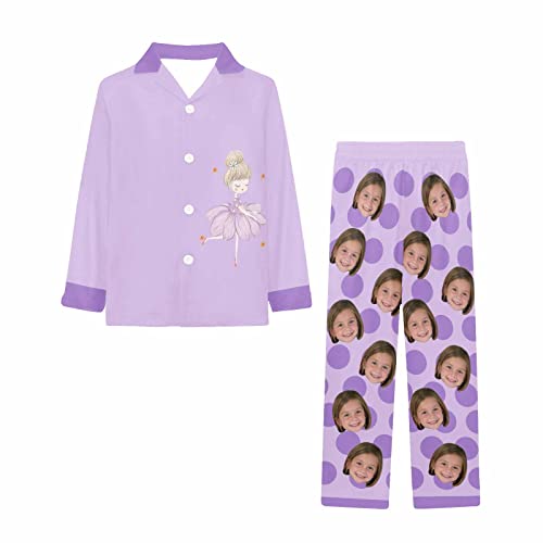 Personalized Pajamas for Girls Custom Face Pet Cat Dog Photo Long Sleeve Sleepwear Shirts Pants 2 Pcs Funny Pajama Set3