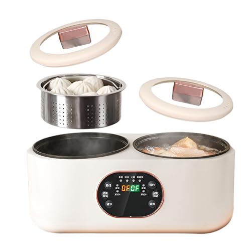 Fully Automatic Multifunctional Rice Cooker, Double Slow Cooker, 1.8L+1.8l Rice Cooker with Double Pots, Digital Screen Display, Can Be Scheduled and Keep Warm, Non-stick Liner, for Family Use