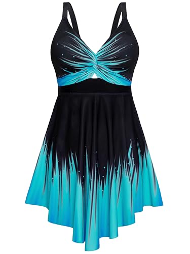 Arolina Plus Size Bathing Suit for Women Swim Dress Tummy Control Swimsuits Two Piece Flowy Tankini with Shorts