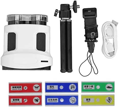 Handheld Digital Microscope Telescope for Kids, USB Kids Microscope Camera with Portable Tripod, 6 Specimens Telescope, 2 LCD 200X Electronic Binoculars, Gift for Children (White) 6 41qrmYs8pVL. AC