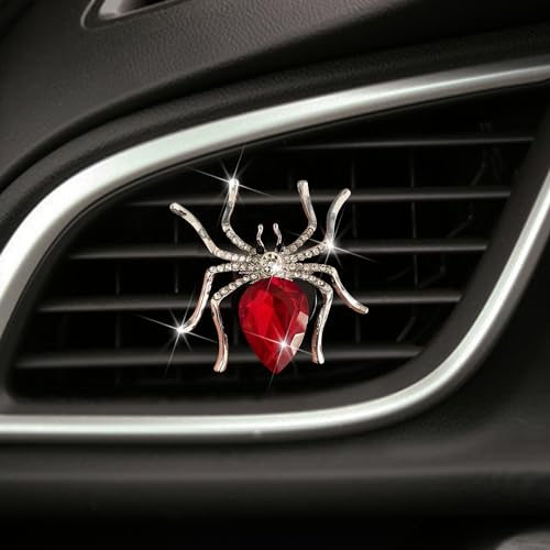 Image of Halloween Spider Crystal Spiderman Car Decor, Vent Clip with Bling, Perfect for Women - Red