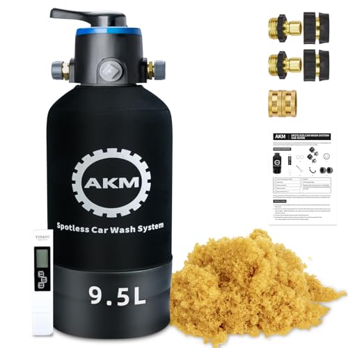 AKM Spotless Water System for car wash,Pre-Filled with DI Resin, with Bypass, DI Water System,Garden Hose Quick Connector, Deionized Water System for RV, Vehicles, Motorcycles, Bikes, Boats, No Spots