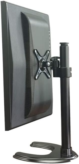 TV Stand Single Monitor Desk Mount for 17-27" Computer Screens, Height Adjustable Black Freestanding Single Monitor Mount, Holds One (1) Screen