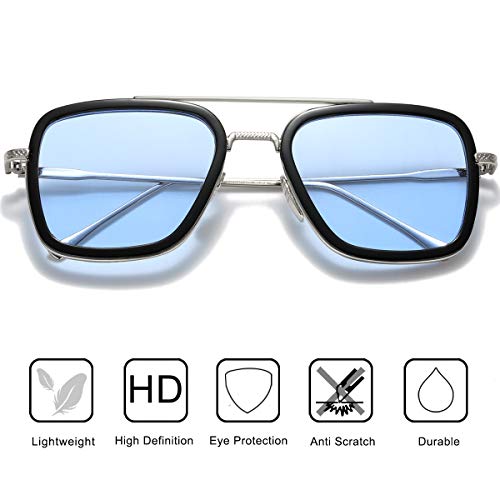 Tony Stark Sunglasses Vintage Square Metal Frame for Men Women -Iron Man and Spider-Man Vintage Sun Glasses4