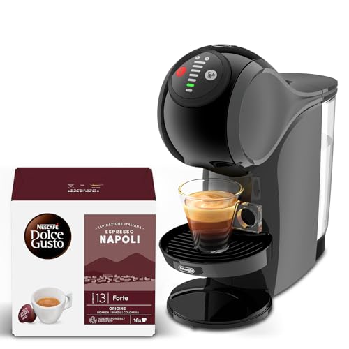 NESCAFÉ DOLCE GUSTO De'longhi Genio S, Macchina per Caffè Espresso e Altre bevande in capsula, Automatica, Antracite + Espresso Napoli Caffè 96 capsule