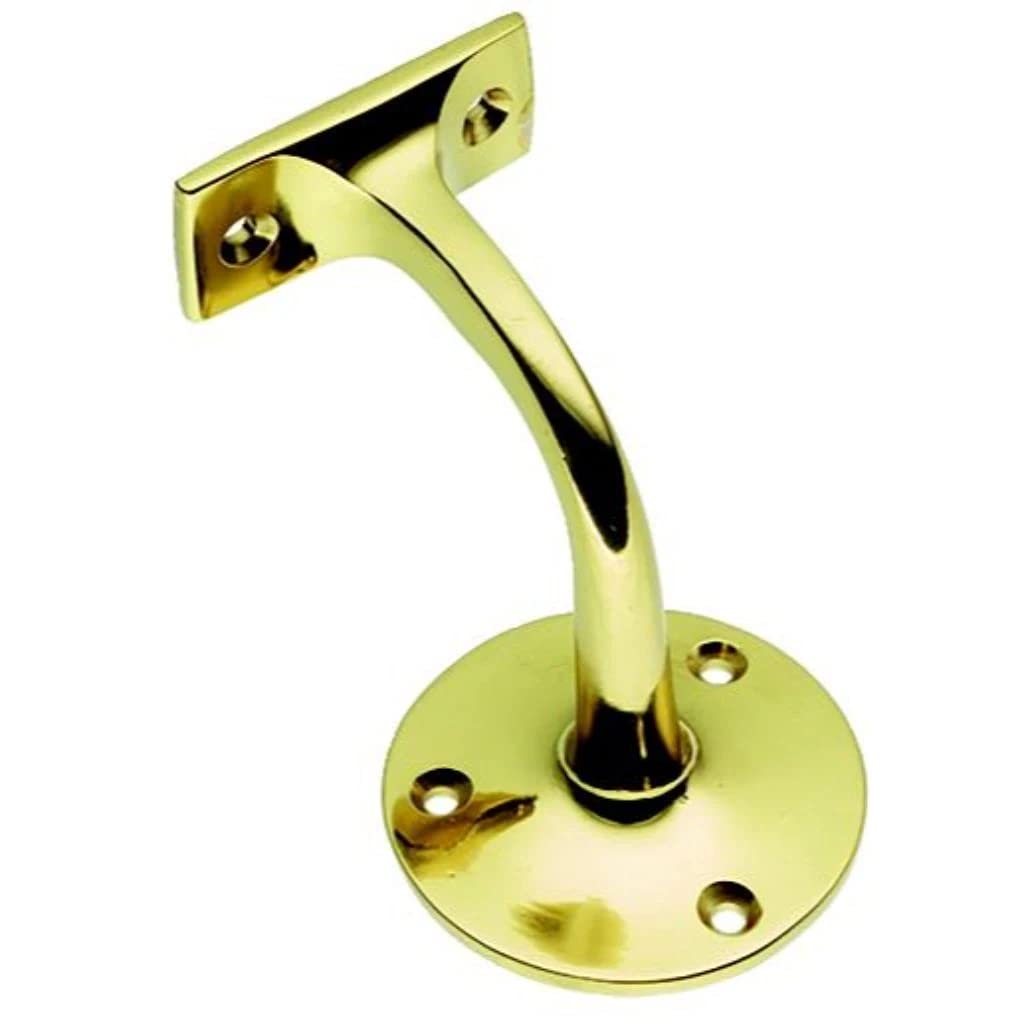 Quality AA84 Heavyweight Handrail Bracket 64mm (Polished Brass)