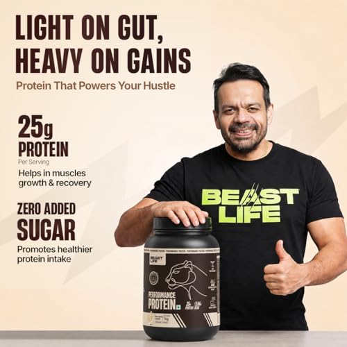 Image of BeastLife Performance Yeast Protein Powder | 25g Protein | Malai Kulfi|NABL Lab Certified | High Absorption for Muscle Growth |Smooth & Light, Easy to Digest with Ultrasorb Tech|5.64g BCAA | Best For Gut | Beta Glucan | Improves Immune Function | 1 Kg