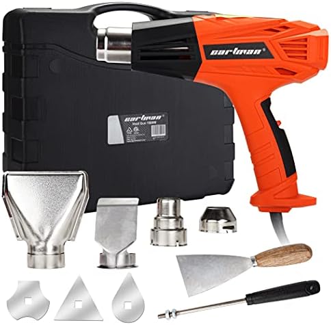CARTMAN Heat Gun Dual Temperature Settings, 1500W Hot Air Gun 842-1112 ℉ in Carry Case, Overload Protection with 4 Metal Nozzles for Shrink Wrapping, Tubing, Paint Removal