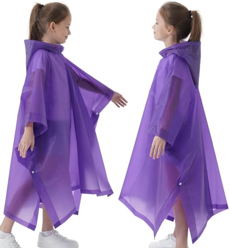 Image of Rain Poncho for Kids(2 Pack) Waterproof Reusable EVA Raincoat One Size Rain Jackets for Children,Boys and Girls