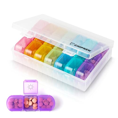 CHIPNEW 3-Times a Day Pill Organizer Large 7 Day Pill Case