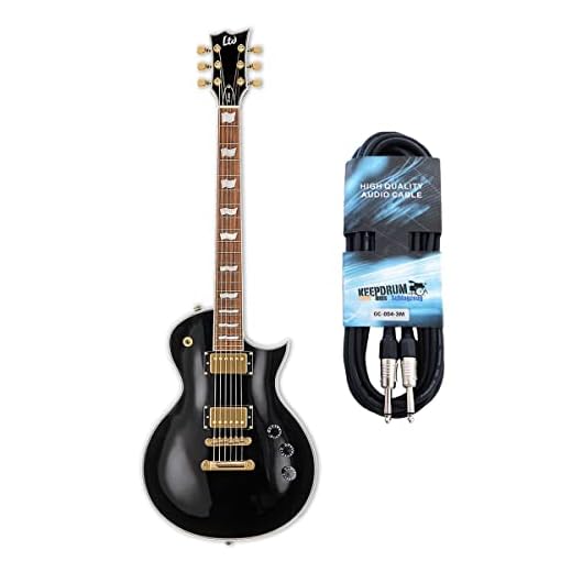 LTD EC-256 BLK - Guitarra eléctrica negra + cable jack mono keepdrum