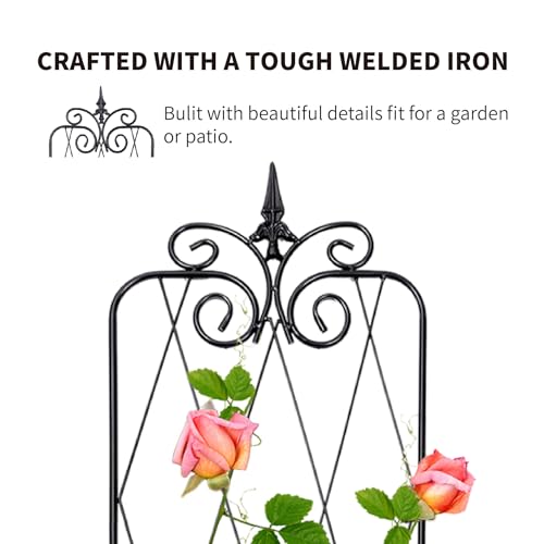 SCENDOR-2-Pack-71-H-x15-W-TrellisBlack-Garden-Trellis-for-Climbing-Plants-Outdoor-Metal-Frame-Sturdy-Trellis-for-Rose SCENDOR 2 Pack 71 H x15 W TrellisBlack Garden Trellis for Climbing Plants Outdoor Metal Frame Sturdy Trellis for Rose