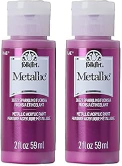 FolkArt Metallic Acrylic Craft Paint, Sparkling Fuschia 2 fl oz Premium Metallic Finish Paint, Perfect For Easy To Apply DIY Arts And Crafts, 36272 (Pack of 2)