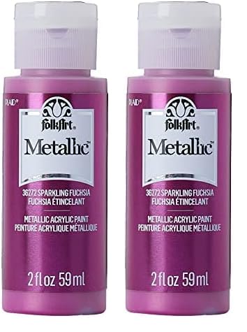 FolkArt Metallic Acrylic Craft Paint, Sparkling Fuschia 2 fl oz Premium Metallic Finish Paint, Perfect For Easy To Apply DIY Arts And Crafts, 36272 (Pack of 2)