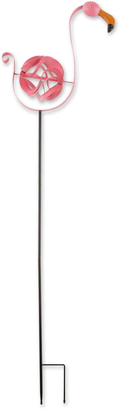 Pink Flamingo Wind Spinner Yard Stake