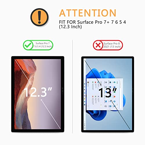 Omoton [3-Pack Screen Protector For Surface Pro 7 Plus 7 6 5 4 [12.3 Inch] - Tempered Glass/Guide Frame/Scratch Resistant (Not For Surface Pro 8) #TOP1
