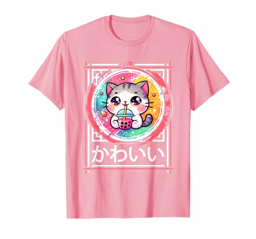 Bebidas para gatos Boba Bubble Tea Anime japonés Manga Kawaii Cat Camiseta