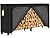 AMAGABELI GARDEN & HOME 8ft Firewood Log Rack With Cover Combo Set Waterproof Outdoor Log Holder Fireplace Heavy Duty Wood Stacker Patio Pit Storage Steel Tubular Pile Rack Tool Accessories Black