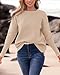 BTFBM Casual Women 2025 Fall Sweater Long Sleeve Ribbed Knit Pullover Loose Crewneck Batwing Split Sweater(Apricot,Small)