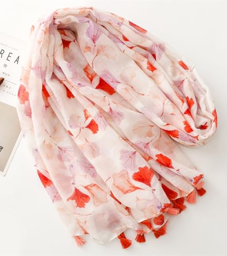 Travel Boho Scarf for Women Casual Lightweight Fashion Multicolor Shawl Wraps with Fringed Beads4