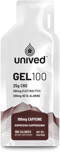 Miniatura 5 de Unived Gel 100 - Gel energético vegano para atletas de resistencia y ciclistas - 100 kcal - Espresso Cappuccino - 100 mg de cafeína - Paquete de 6