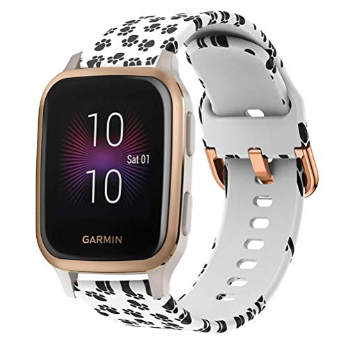 YOFUNTLE Compatible for Garmin Venu Sq Music Band,Women Soft Silicone Sport Wristband Bracelet Pattern Printed Replacement Accessories Strap for Garmin Venu Sq/Venu Sq Music,Vivoactive 3 (Footprint)