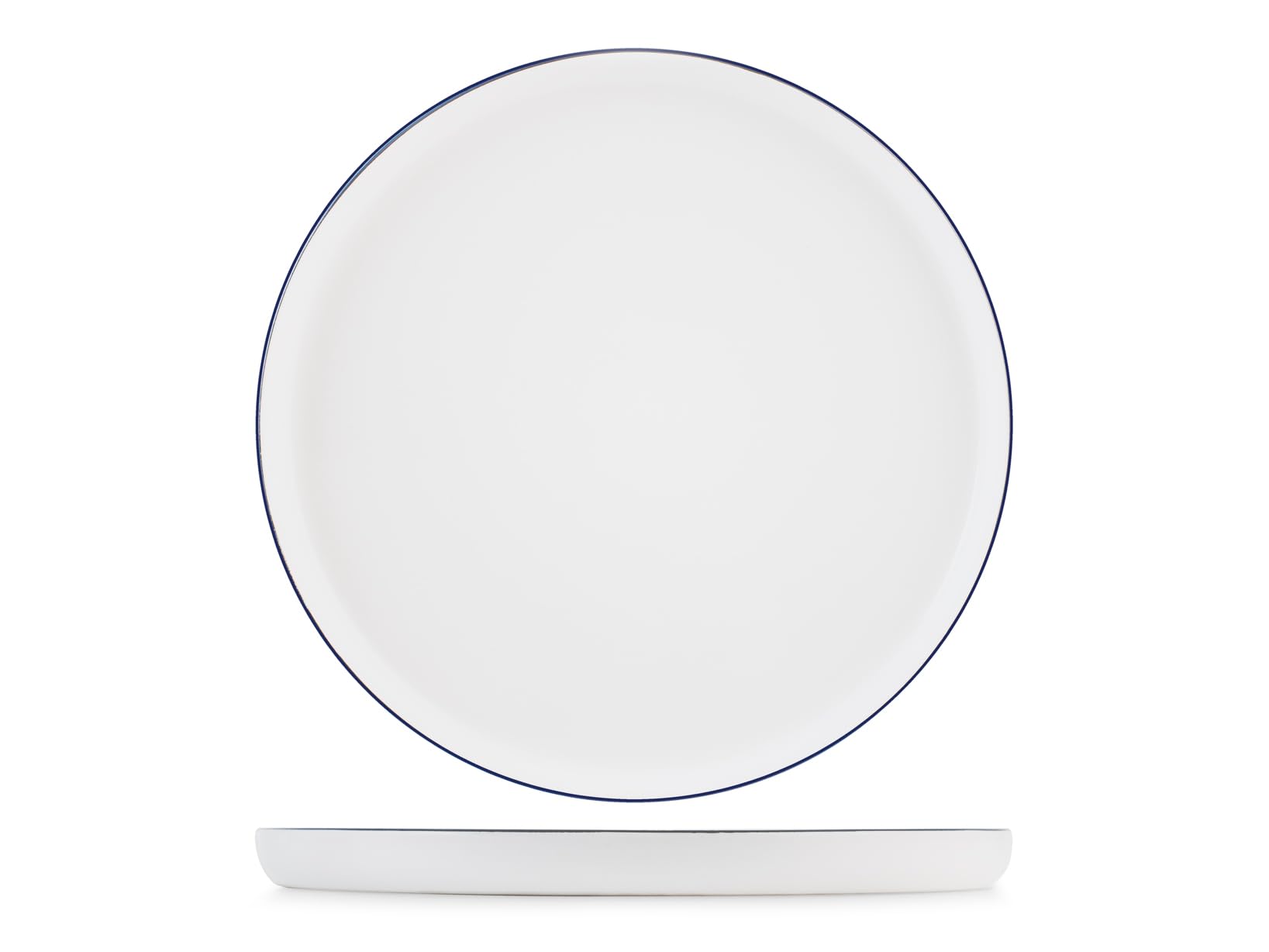 H&H, Set of 6 Lagom Ivory Porcelain Dinner Plates with Black Rim - Stylish and Modern 26.5cm Diameter Perfect for the Table