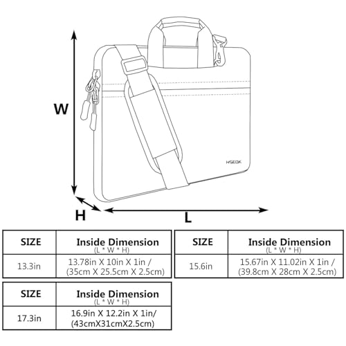 Hseok Laptop Shoulder Bag 13-17.3 inch Case,Durable Shockproof Protective Briefcase with Multi-Pockets2
