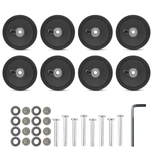 8pieces Luggage Replacement Wheel 55mm Black Double Luggage Wheel Rubber Suitcases Wheel Repair Set Easy Installation