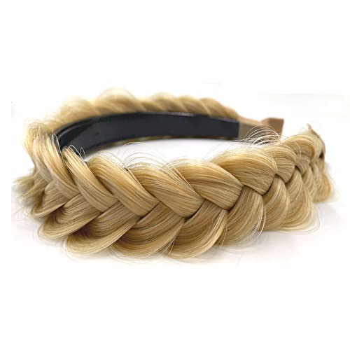 TOECWEGR Hair Band Braided Hair Piece Brass Wide 2 Strand Fluffy Braids Wig with Tough Lady Headbands Hair Band - Image 2