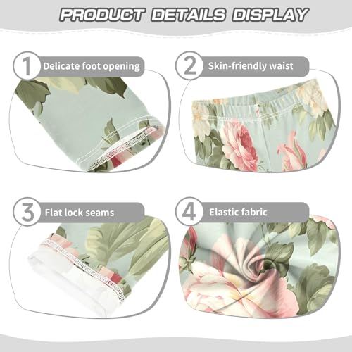 Bolaz Toddler Girls Leggings Printed Yoga Pants Leggings Pink Peony for Kids3
